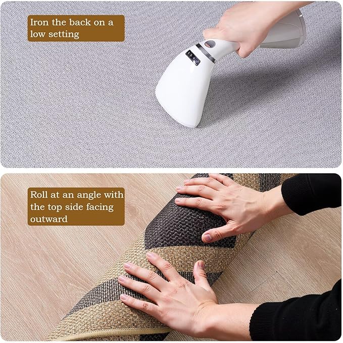 Vasofe Washable Small Entry Rug, 2x3 Checkered Jute Rugs Outdoor Indoor Front Door Mat, Non-Slip Bedroom Entrance Doorway Kitchen Mats, Plaid Farmhouse Porch Carpet, Black and Brown