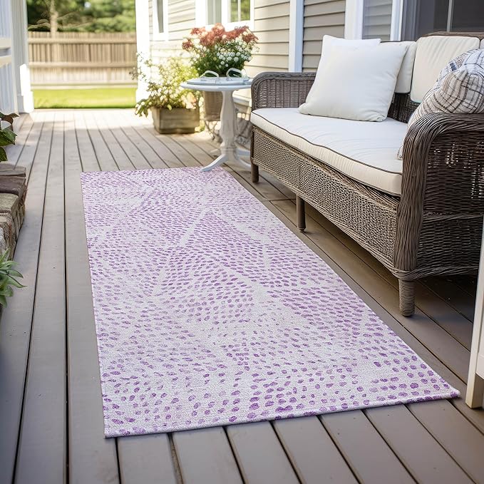 Addison Rugs Chantille ACN591 Purple 2'3" x 7'6" Indoor Outdoor Hallway Runner Rug, Stain Resistant Washable Kitchen Area Carpet for Bathroom, Laundry and Bedroom Rug