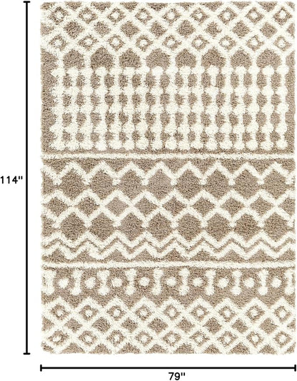 Livabliss Hapsburg Moroccan Shag Area Rug,6'7" x 9'6",Medium Brown