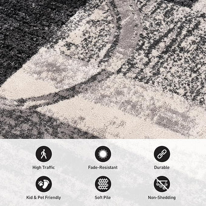 Rugshop Contemporary Circle Design Runner Rug, Fade-Resistant Carpet for Hallway, Kitchen, or Entryway, Cream, 2' x 10'