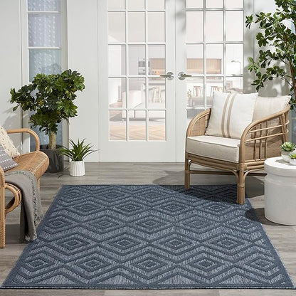 Nourison Home Versatile Navy Blue 4' x 6' Area Rug - Easy Clean, Non Shedding, Bed Room, Living Room, Dining Room, Kitchen (4' x 6')