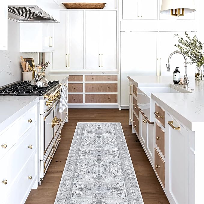 Washable Area Rug. Modern Farmhouse. Vintage. Turkish. Bohemian. Distressed. Oriental. Traditional. Rugs for Living Room. Dining. Bedroom. Office. Entryway. Foyer. (861GG, 2'5" x 4'9")