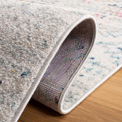 SAFAVIEH Tulum Collection Area Rug - 3' Square, Ivory & Blue, Moroccan Boho Tribal Design, Non-Shedding & Easy to Clean, Ideal for Entryway, Foyer, Accent Space, Bedroom (TUL272C)