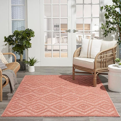 Nourison Home Versatile Coral Orange 5' x 7' Area Rug - Easy Clean, Non Shedding, Bed Room, Living Room, Dining Room, Kitchen (5' x 7')