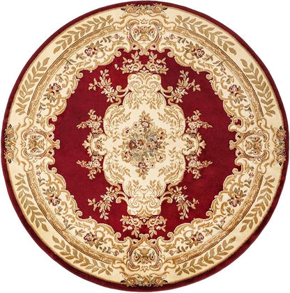 Rugs.com Chateau Collection Rug – 7' Round Red Medium Rug Perfect for Kitchens, Dining Rooms