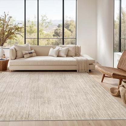 Valenrug Washable Rugs 8x10 - Non Slip 8x10 Area Rugs for Living Room, Stain Resistant Area Rugs for Bedroom, Foldable Machine Washable Area Rug(8'x10', Brown)