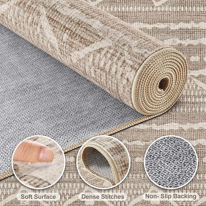 Nakagishi 10x12 Area Rug Living Room: Washable Boho Large Neutral Modern Soft Farmhouse Rugs Stain Resistant Indoor Floor Non-Slip Accent Carpet for Bedroom Nursery Kids Playroom Office Dining Room