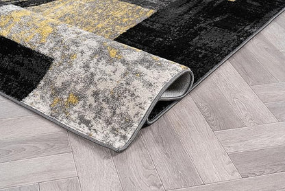 Rugshop Contemporary Circle Design Area Rug, Fade-Resistant Carpet for Bedroom, Dining Room, or Home Office, Yellow, 6'6" x 9'