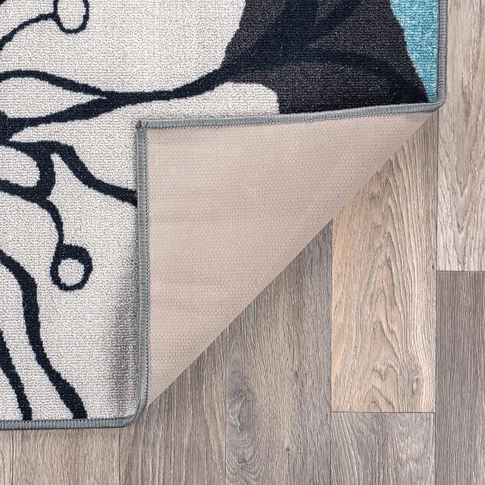 Rugshop Gray Large Floral Non-Slip Runner Rug Fade Resistant for Hallway, Entryway and Kitchen, 2'7" x 12'
