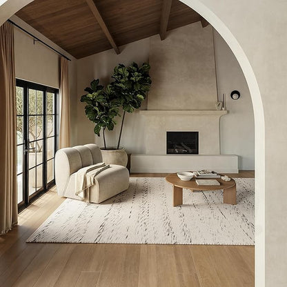 Rugs USA Santa Ynez Ivory/Grey, 9'6" x 13'6", Handmade, Marled, Wool & Cotton, Soft and Cozy, High Traffic, Stain Resistant, Easy Clean, Durable Area Rug for Bedroom, Living Room, Dining, Den, Foyer