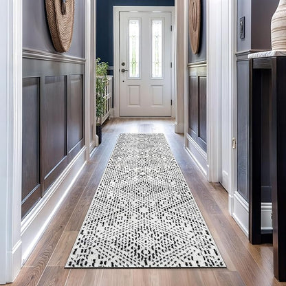 Rugshop Boho Cream Tribal Area Rug Modern Indoor Carpet for Living Room, Bedroom, or Entryway – Non-Shedding, Low Pile Geometric Design 2' 3" x 12'