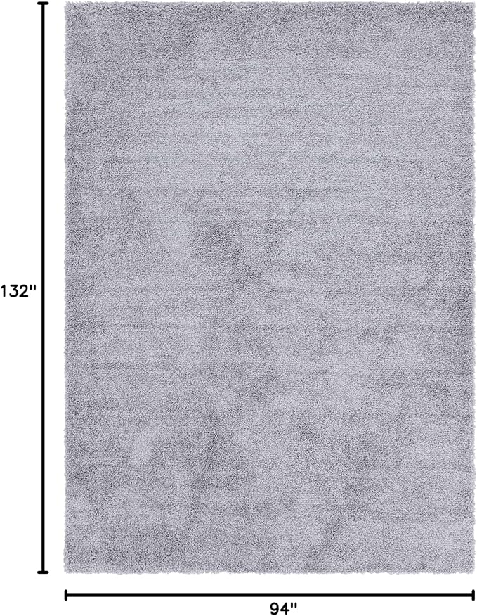 Unique Loom Davos Shag Collection Area Rug - Solid (7' 10" x 11' Rectangle, Sterling)