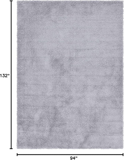 Unique Loom Davos Shag Collection Area Rug - Solid (7' 10" x 11' Rectangle, Sterling)