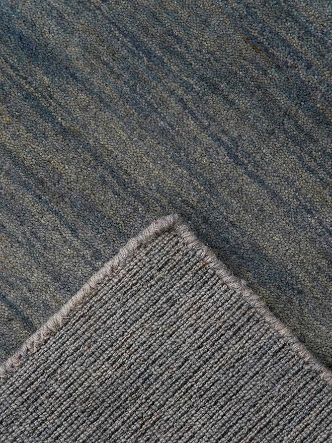 Hand Knotted Loom Wool ECO-Friendly Area Rugs - 6'x6', Square, Light Blue Color, Solid Plain Design, High Pile Handmade Anti Skid Area Rugs for Living Room, Bed Room (L00111)