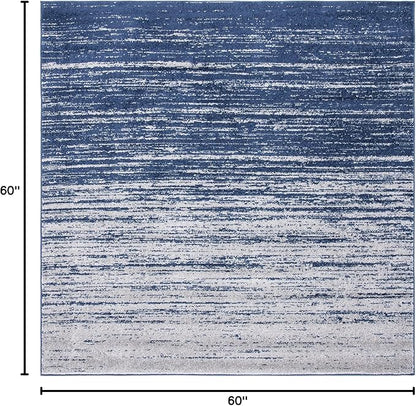 SAFAVIEH Adirondack Collection Area Rug - 5' Square, Navy & Grey, Modern Ombre Design, Non Shedding & Easy to Clean, Ideal for Living Room, Bedroom, Office, Dining Space (ADR113E)