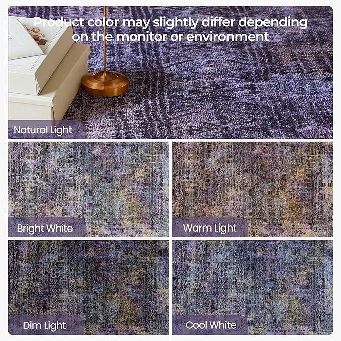 Kokia Abstract Area Rugs 9x12 Bedroom Washable Decor Low Pile Non-Slip Non-Shedding Indoor Black Gray Carpet Foldable Stain Resistant Floor Mat Living Room Dining Room, Oslo Nebula
