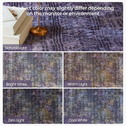 Kokia Abstract Area Rugs 9x12 Bedroom Washable Decor Low Pile Non-Slip Non-Shedding Indoor Black Gray Carpet Foldable Stain Resistant Floor Mat Living Room Dining Room, Oslo Nebula