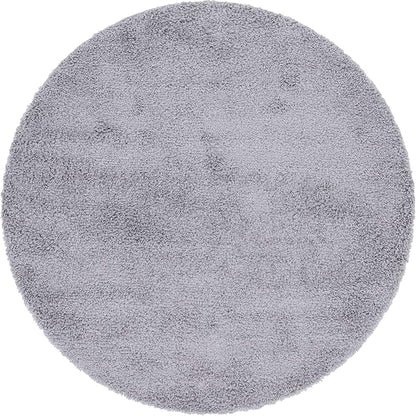 Unique Loom Davos Shag Collection Area Rug - Solid (6' 7" Round, Sterling)