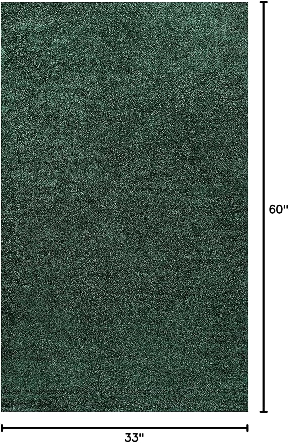 Eyely UES100L-3 Supersoft Haze Solid Low-Pile Indoor Area Rug Casual;Contemporary;Solid;Traditional, Bedroom, Kitchen, Living Room, Easy-Cleaning, Non-Shedding, 3 X 5, Emerald