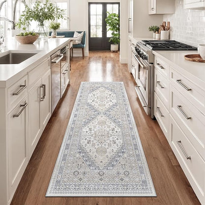 zesthome Runner Rug 2x5 - Stain Resistant Machine Washable Rug, Non Slip Vintage Hallway Runner Rugs, Low Pile Lightweight Runners for Kitchen, Entryway and Corridor