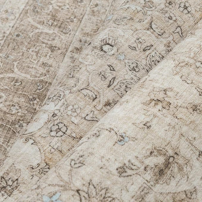 Beige Area Rug 3x4 Washable Office Entryway Vintage Carpet Low Pile Non Slip Distressed Door Mat Soft Traditional Retro Oriental Small Accent Throw Rug Kitchen Bedroom Bathroom Dining Room