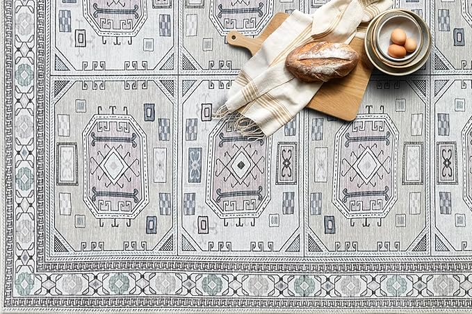 Fame Living Faded Oushak Rug, Turkish Vintage Floral Pastel Large Oversized Area Rugs for Living Room Dining Bedroom Kitchen Bathroom Nursery (848BrCr, 7'5" x 9'8")