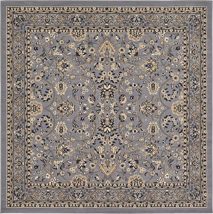Unique Loom Sialk Hill Collection Area Rug - Washington (7' 10" Square Gray/Black)