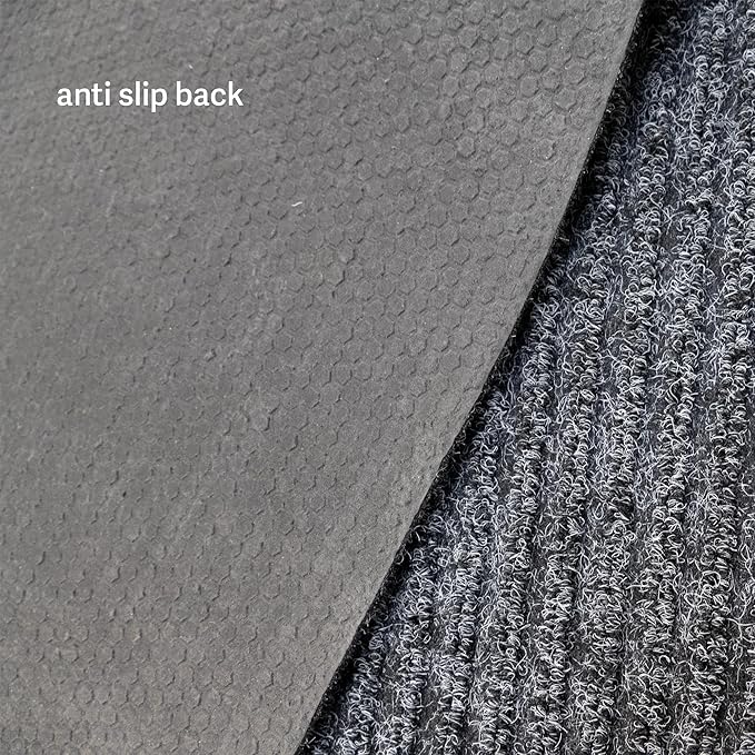 English Home Custom Size Non Slip Striped Design Durable Anti Slip Back Tough Pile Runner Rug for Hallway, Outdoor, Indoor, Commercial, Residential, Pool, Office (Dark Gray, 26" x 10')