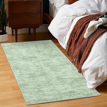 RUGSREAL Small Area Rug 2x3 Entryway Mat with Rubber Backing Stain Resistant Throw Carpet Modern Solid Color Bath Mat Contempowary Washable Rug for Living Room Bedroom Dining Room Kitchen, Green 2x3