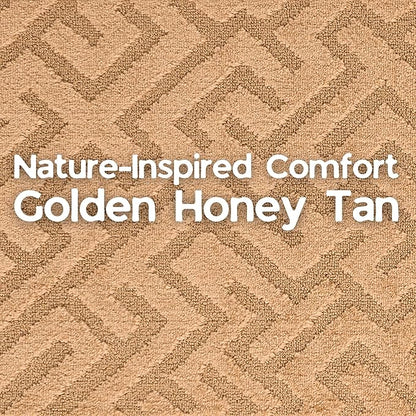 10ft Custom Cut Runner Rug for Narrow Hallways Kitchens - Gold Tan | Non-Slip | Washable & Edge Bound