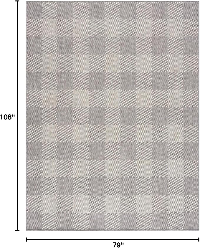 CAMILSON Outdoor Rug - Modern Area Rugs for Indoor and Outdoor Patios, Kitchen and Hallway mats - Easy Cleaning Non Shedding Washable Outside Carpet (6x9, Buffalo - Grey/White)