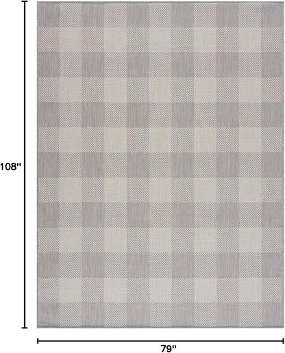 CAMILSON Outdoor Rug - Modern Area Rugs for Indoor and Outdoor Patios, Kitchen and Hallway mats - Easy Cleaning Non Shedding Washable Outside Carpet (6x9, Buffalo - Grey/White)