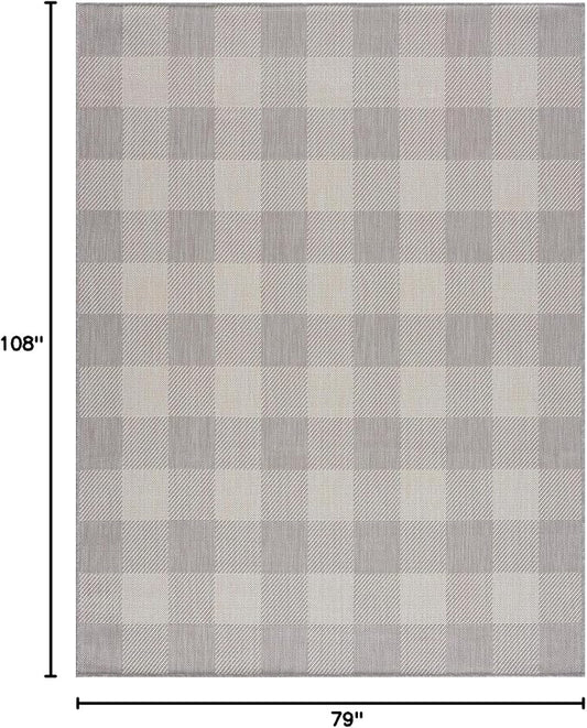 CAMILSON Outdoor Rug - Modern Area Rugs for Indoor and Outdoor Patios, Kitchen and Hallway mats - Easy Cleaning Non Shedding Washable Outside Carpet (6x9, Buffalo - Grey/White)