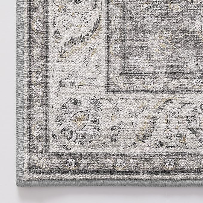 LUMI 8x12 Washable Area Rug for Living Room, Ultra Soft Traditional Vintage Rugs Non Slip with Rubber Backing, Low Profile, High Traffic, Stain Resistant Carpets, Ideal for Bedroom, Dining Room