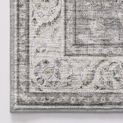 LUMI 8x10 Washable Area Rug for Living Room, Ultra Soft Traditional Vintage Rugs Non Slip with Rubber Backing, Low Profile, High Traffic, Stain Resistant Carpets, Ideal for Bedroom, Dining Room
