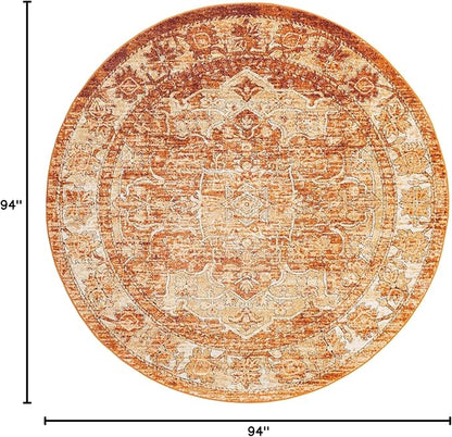 Unique Loom Isabella Collection Area Rug - Adjani (7' 10" Round, Rust Red/ Black)