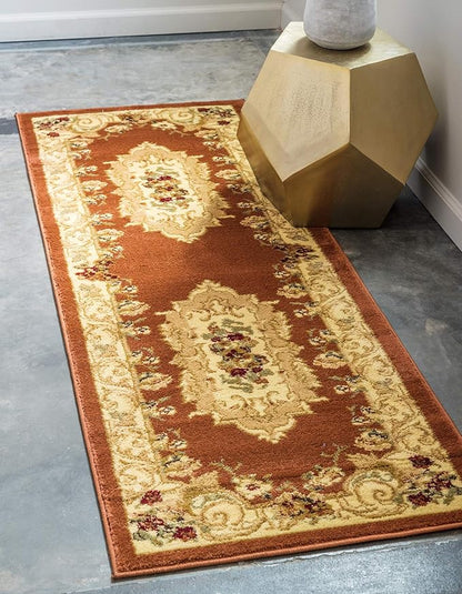 Unique Loom Versailles Collection Traditional Classic Floral Motif Area Rug (2' 2 x 6' 0 Runner, Terracotta/ Ivory)