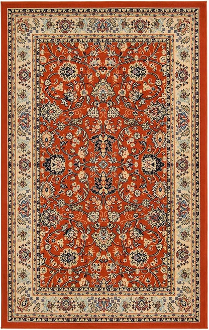 Rugs.com Yasmin Collection Rug – 5' x 8' Terracotta Medium Rug Perfect for Bedrooms, Dining Rooms, Living Rooms