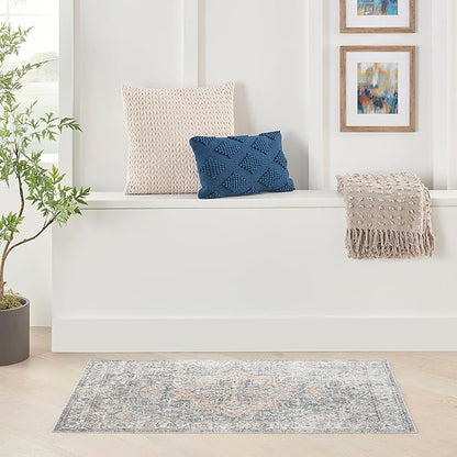 Nourison Home Astra Machine Washable Denim Multicolor 3'3" x 5' Area Rug - Easy Clean, Non Shedding, Bed Room, Living Room, Dining Room, Kitchen (3' x 5')