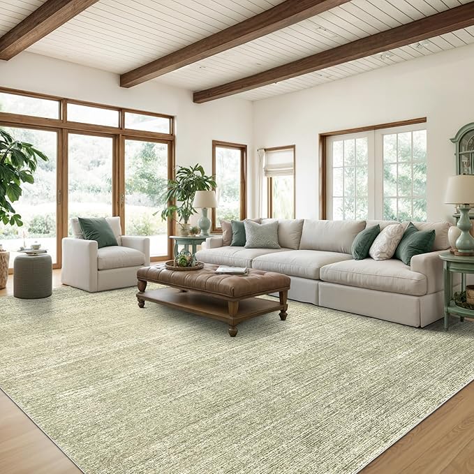 Valenrug Washable Rug 6x9 - Stain Resistant 6x9 Area Rugs for Living Room, Non Slip Backing Printed Rugs for Bedroom, Folable Machine Washable Area Rug (6'x9', Green)