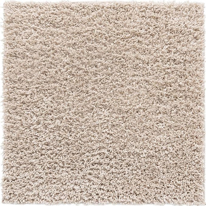 Unique Loom Davos Shag Collection Area Rug - Solid (3' 3" Square, Linen)