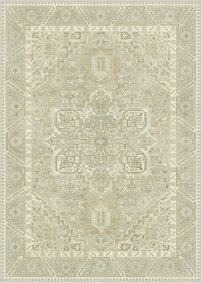 5x7 Area Rug Machine Washable Boho Rug for Living Room,Ultra-Thin Low Pile Carpet,Lightweight Indoor Printed Rug,Non Slip Floral Area Rug for Bedroom, Dining Room, Home Office,Taupe