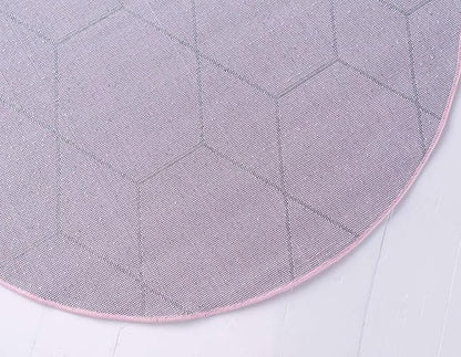 Unique Loom Trellis Frieze Collection Area Rug - Geometric (4' 1" Round, Light Pink/ Ivory)