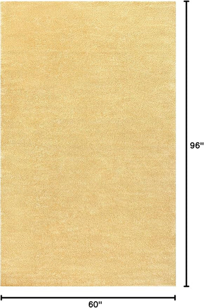 Eyely UES100B-5 Supersoft Haze Solid Low-Pile Indoor Area Rug Casual;Contemporary;Solid;Traditional, Bedroom, Kitchen, Living Room, Easy-Cleaning, Non-Shedding, 5 X 8, Mustard