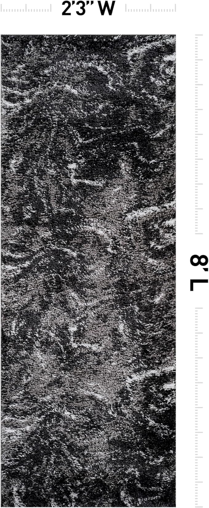 Rugshop Abstract Marble Shag Runner Rug Anthracite Dark Gray 2' 3" x 8' Perfect for Hallways, Kitchens, or Behind The Sofa