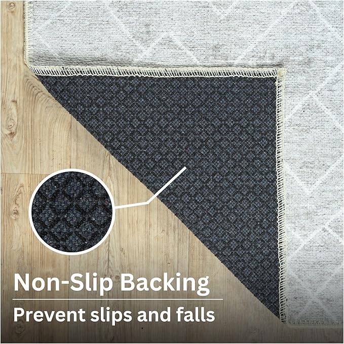 Bloom Rugs Washable Non-Slip 12 ft Runner - Gray/Pebble Striped Runner for Entryway, Hallway, Bathroom, and Kitchen - Exact Size: 2.5' x 12'