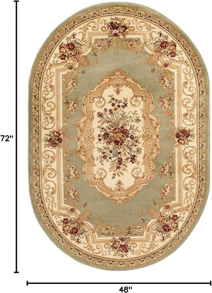 Rugs.com Chateau Collection Rug - 4' x 6' Oval Green Medium Pile Rug