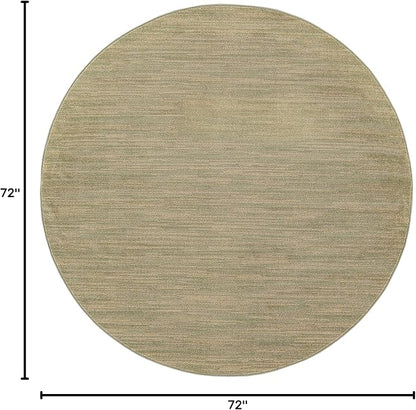 Nourison Home Nourison Essentials Green Gold 6' x Round Area Rug - Easy Clean, Non Shedding, Bed Room, Living Room, Dining Room, Kitchen (6' x Round)