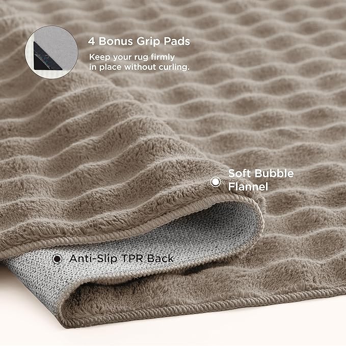 Bedsure 5x7 Fluffy Area Rugs for Living Room, Machine Washable Rugs, Non-Slip Backing, Non-Shedding, Pet Friendly Throw Rug for Bedroom Dining Room, Brown