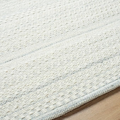 Mark&Day Wool Rugs, 2x8 Precious Solid and Border Cream/Light Slate Runner Area Rug, Cream Grey Carpet for Hallway, Kitchen, Bedroom or Living Room (2'6" x 8' Runner)
